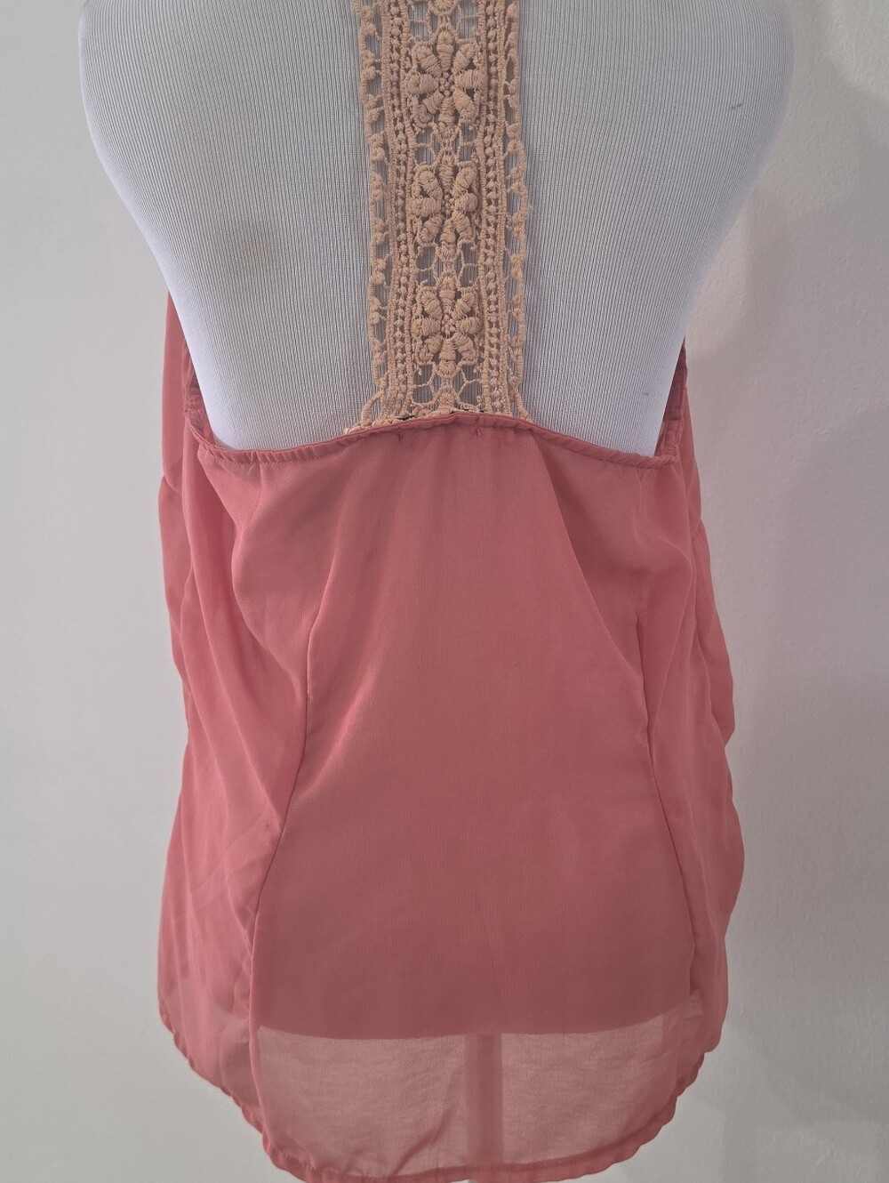 Sheer Pearl-Trim Sleeveless Blouse - Pink - Picture 3 of 3